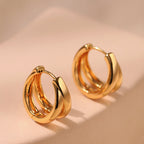 Gold Twisted Double-Band Huggie Hoop Earrings E286