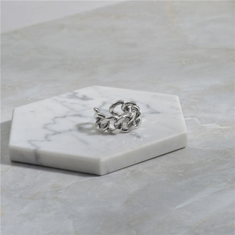R032 Chunky thick chain link statement open ring