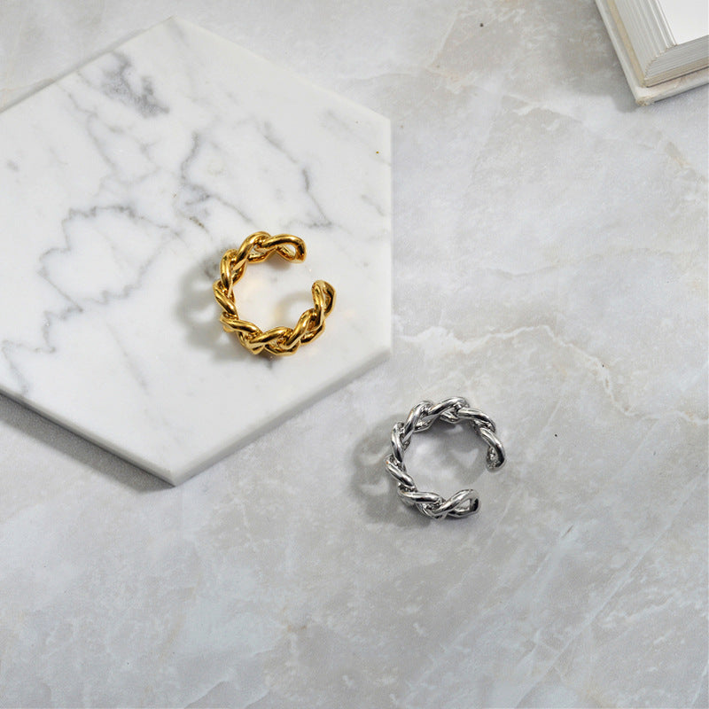 R032 Chunky thick chain link statement open ring