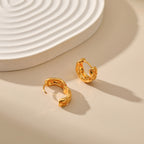 Gold Chunky Faceted Huggie Hoop Earrings E283