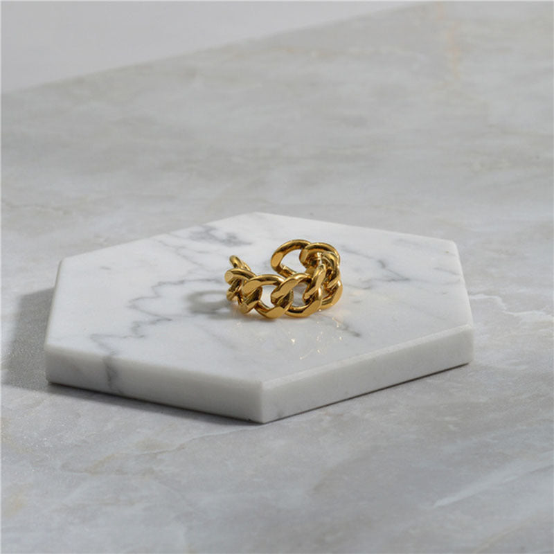 R032 Chunky thick chain link statement open ring