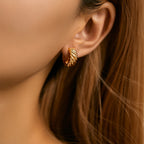 Gold Twisted Croissant Chunky Huggie Hoop Earrings E284