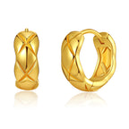 Gold Chunky Faceted Huggie Hoop Earrings E283