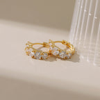 Paved baguette CZ huggie hoop earrings E255