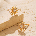 Gold Crystal Sunburst Stud Earrings E288