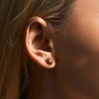 Gold Crystal Sunburst Stud Earrings E288