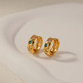 Color gemstone chunky Gold Huggie Hoop Earrings E248