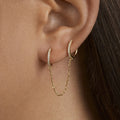 Double Paved Huggie Hoop Chain Single Earrings E128
