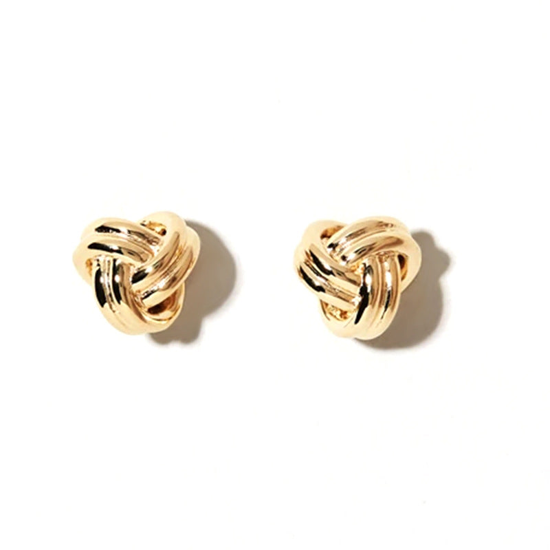 Gold Love Knot Stud Earrings Minimalist Everyday Studs E171