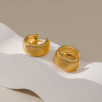 Gold Textured Wide Thick Hoop Earrings E279