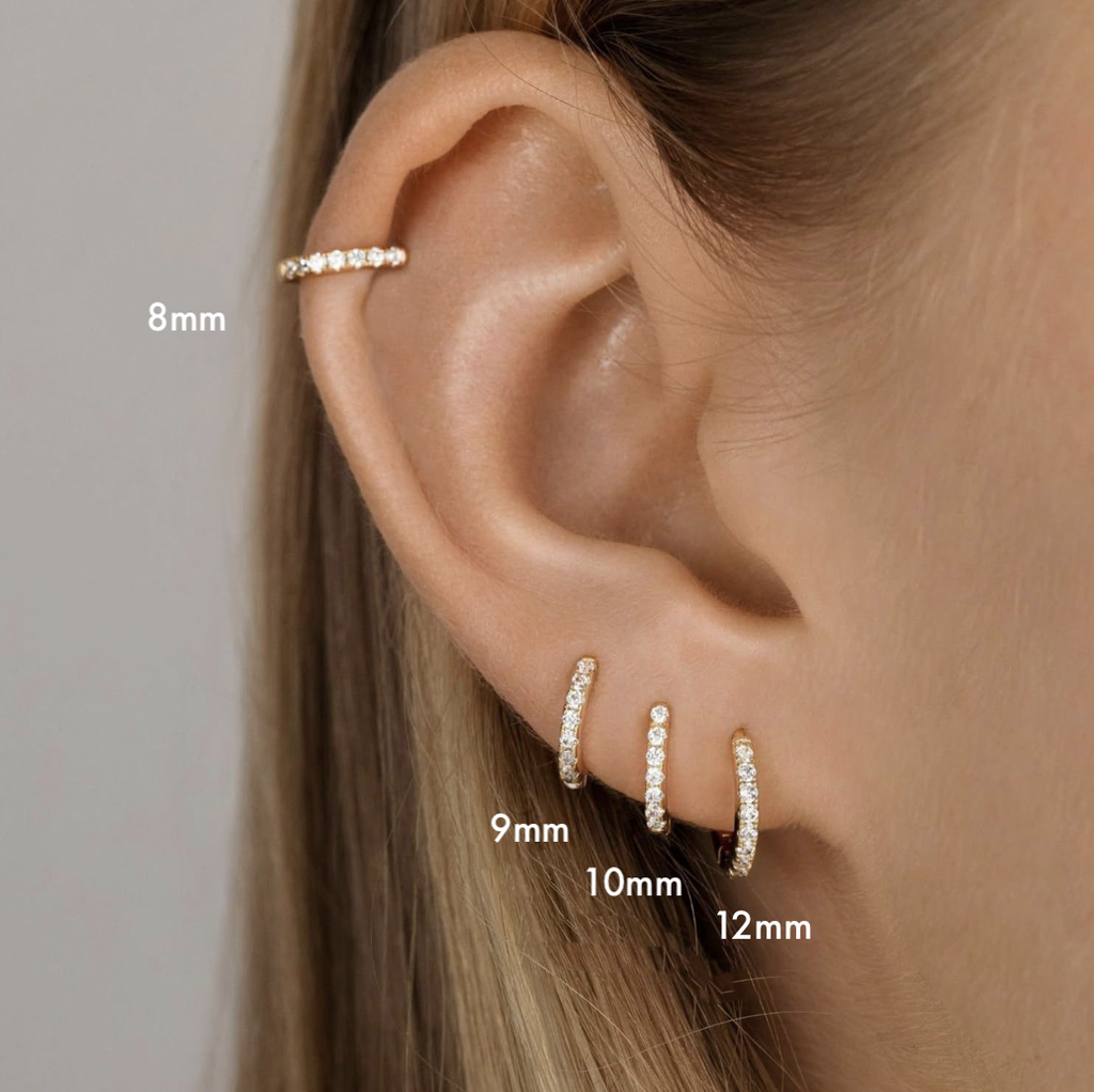 Gold CZ Pave Huggie Hoop Earrings for Women E170