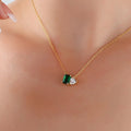 Emerald cubic zirconia heart pendant necklace N028