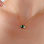 Emerald cubic zirconia heart pendant necklace N028