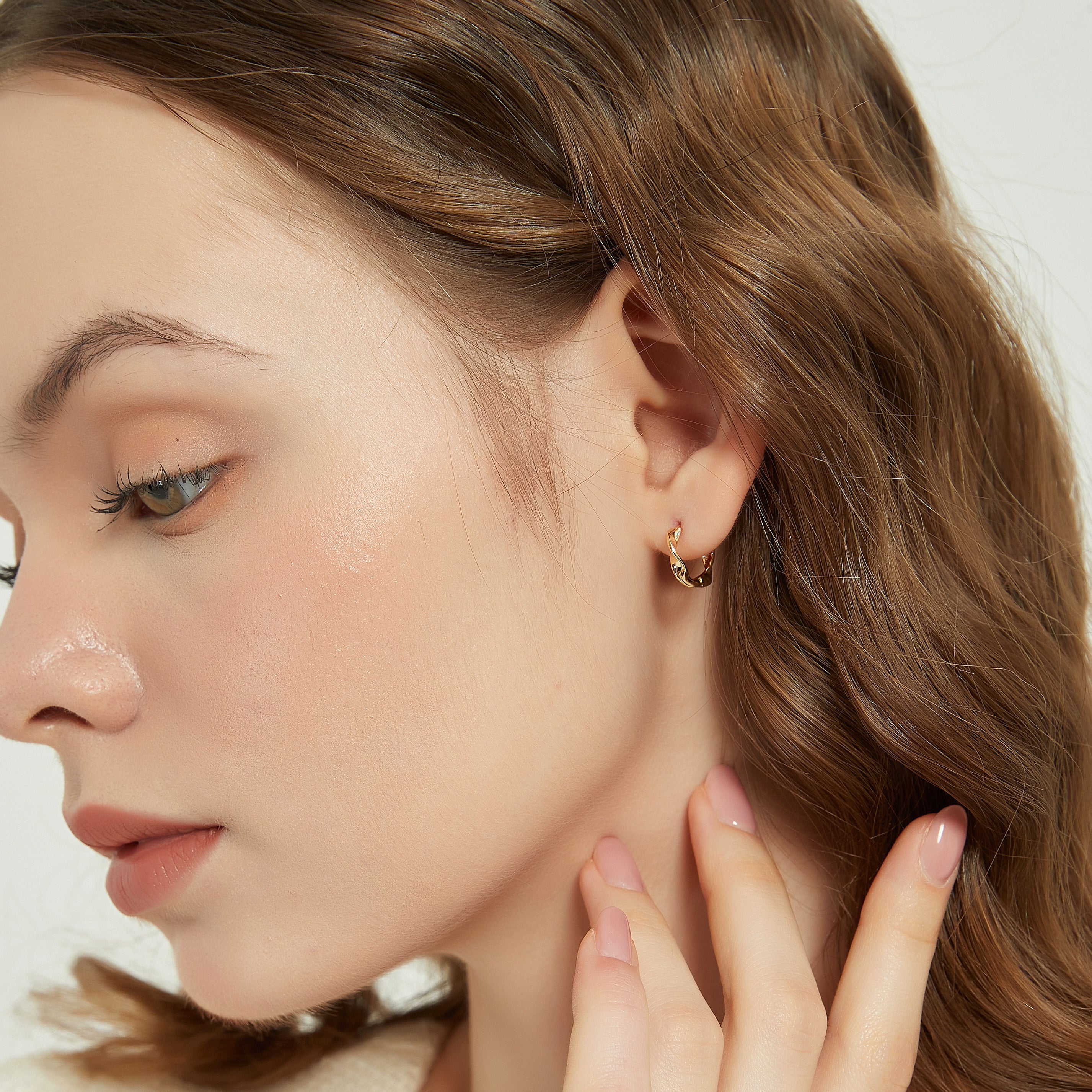 18K Gold Vermeil Ariel Twisted Huggie Hoop Earrings