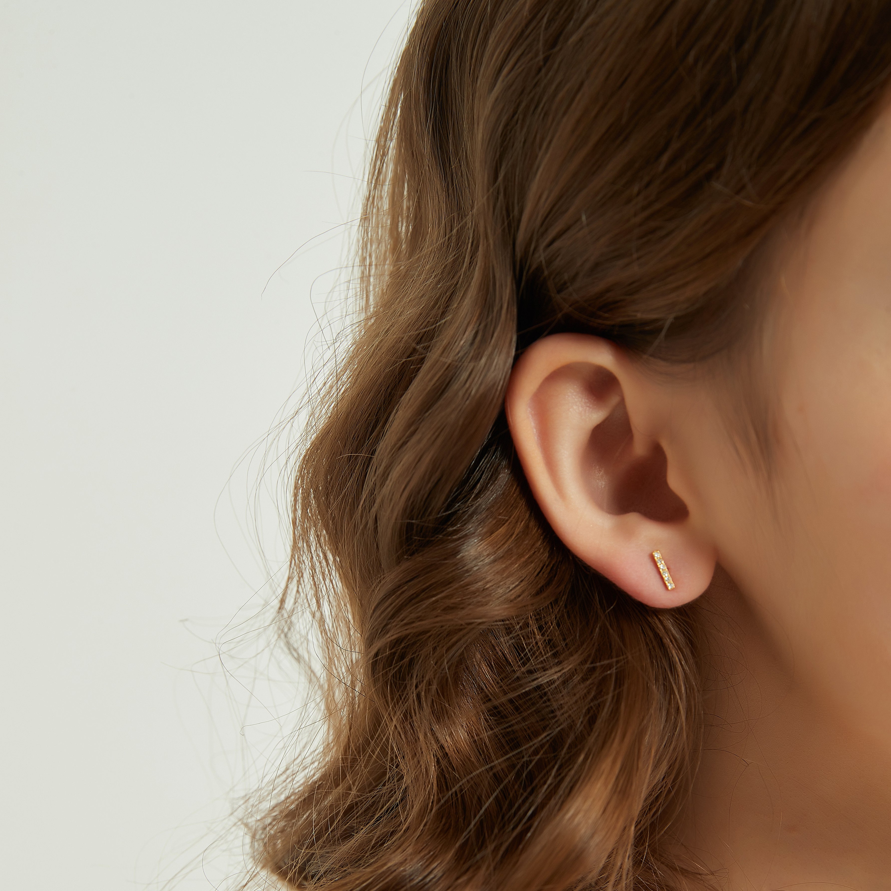 Juliana dainty gold paved bar stud earrings