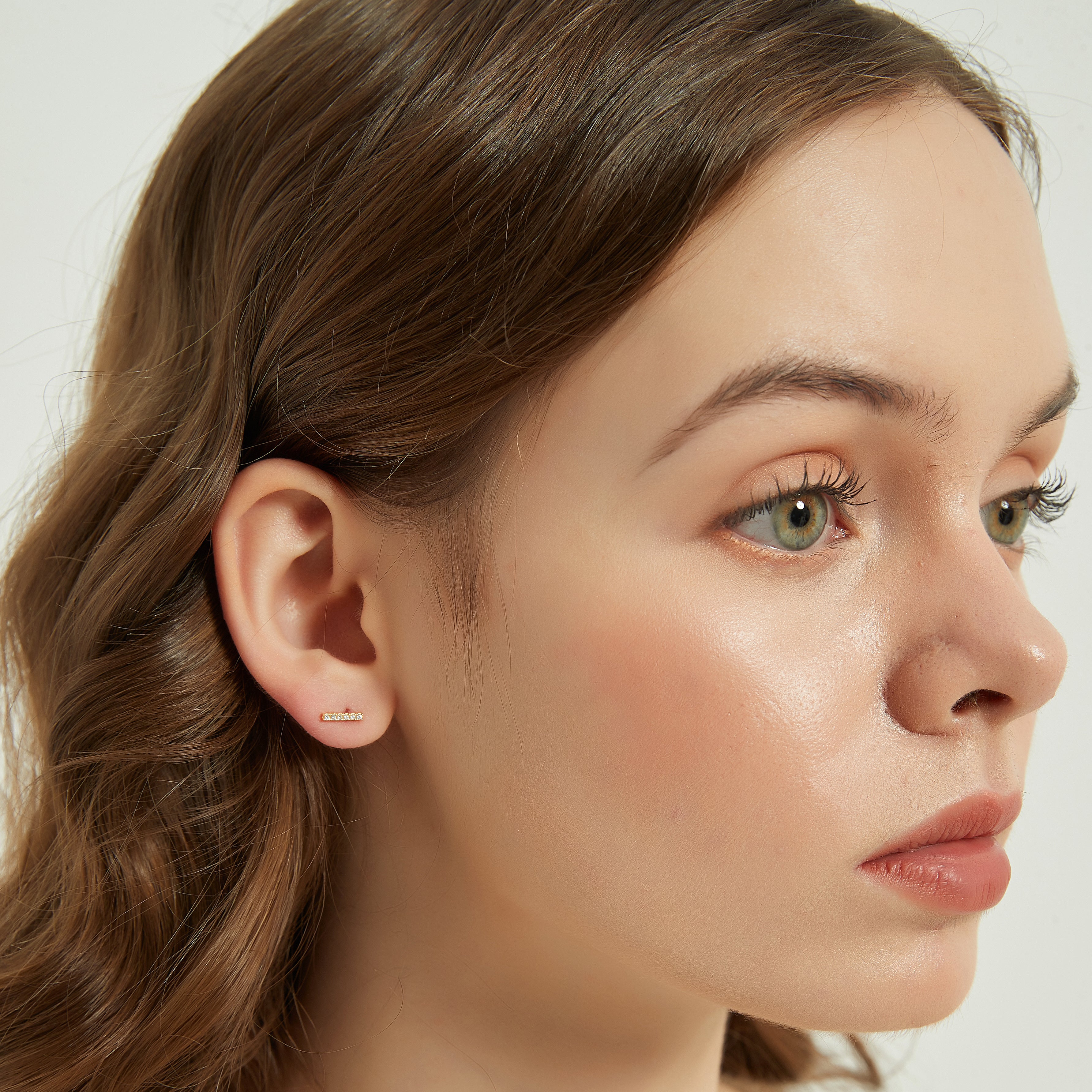 Juliana dainty gold paved bar stud earrings