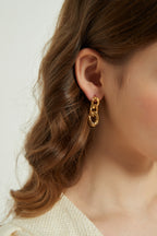 Maria chunky thick gold chain link dangle earrings