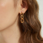 Maria chunky thick gold chain link dangle earrings