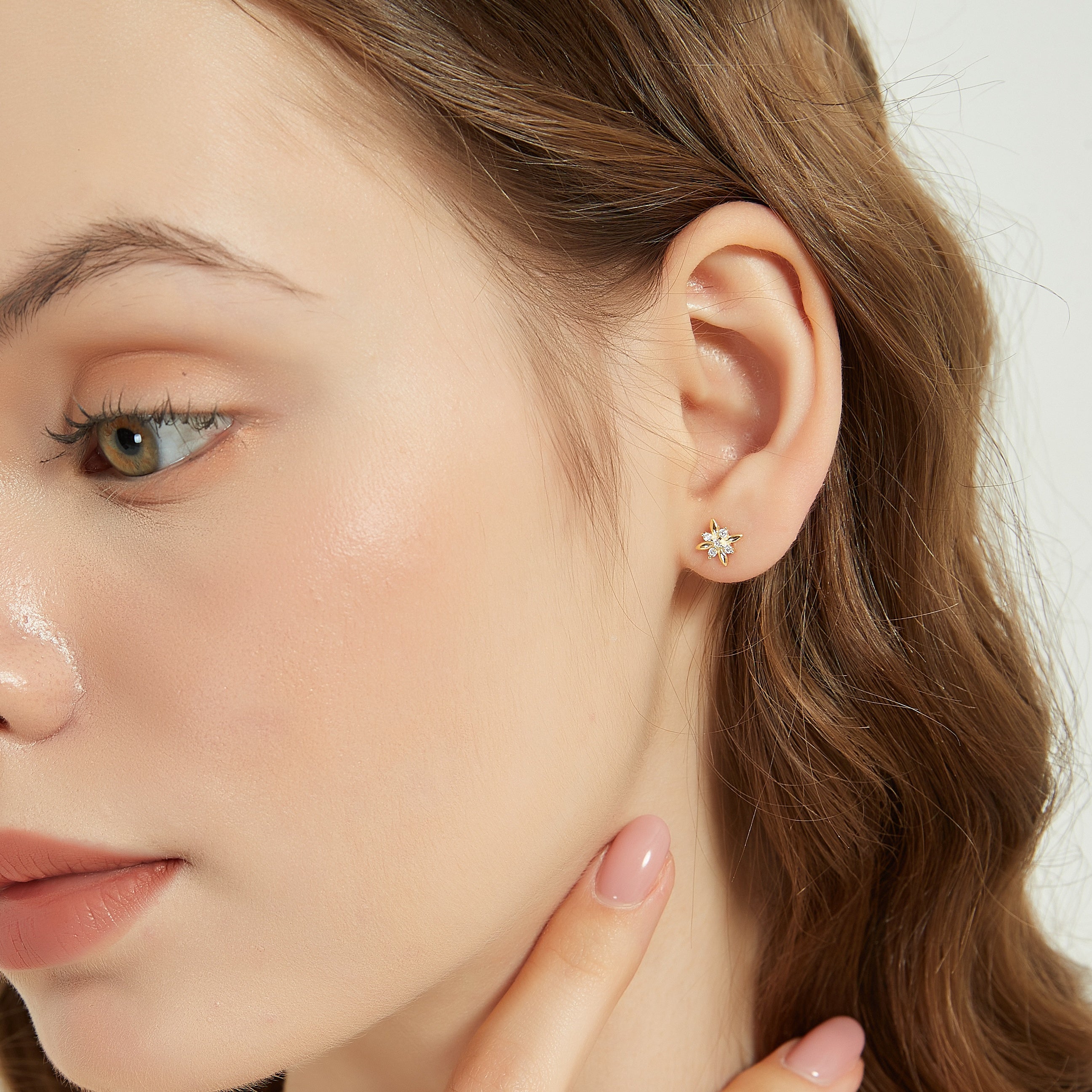 Emery Starburst CZ Dainty Gold Stud Earrings