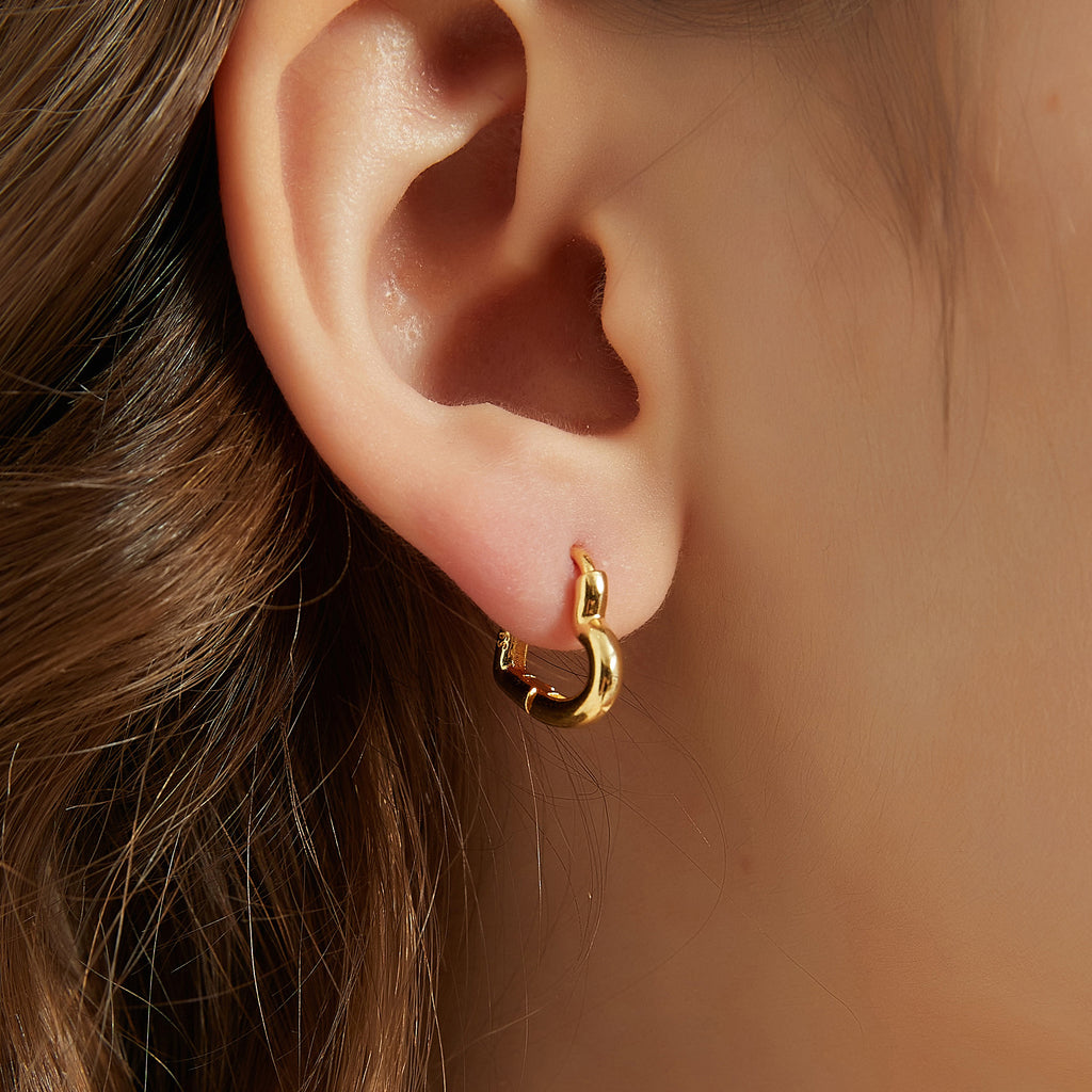 Brooke Dainty Heart Huggie Hoop Earrings