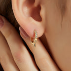 Mya gold cz paved spike huggie hoop earring
