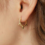 Mya gold cz paved spike huggie hoop earring