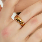 Londyn gold cz star chunky thick dome stackable ring