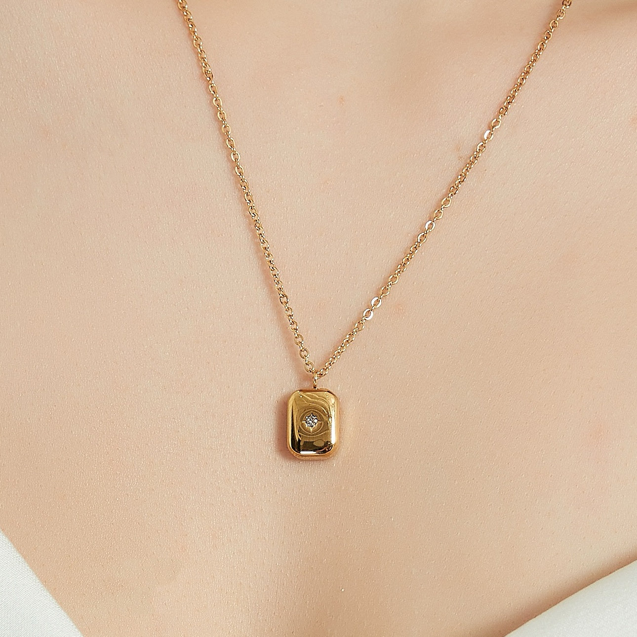 Reese northern star rectangle charm pendant necklace