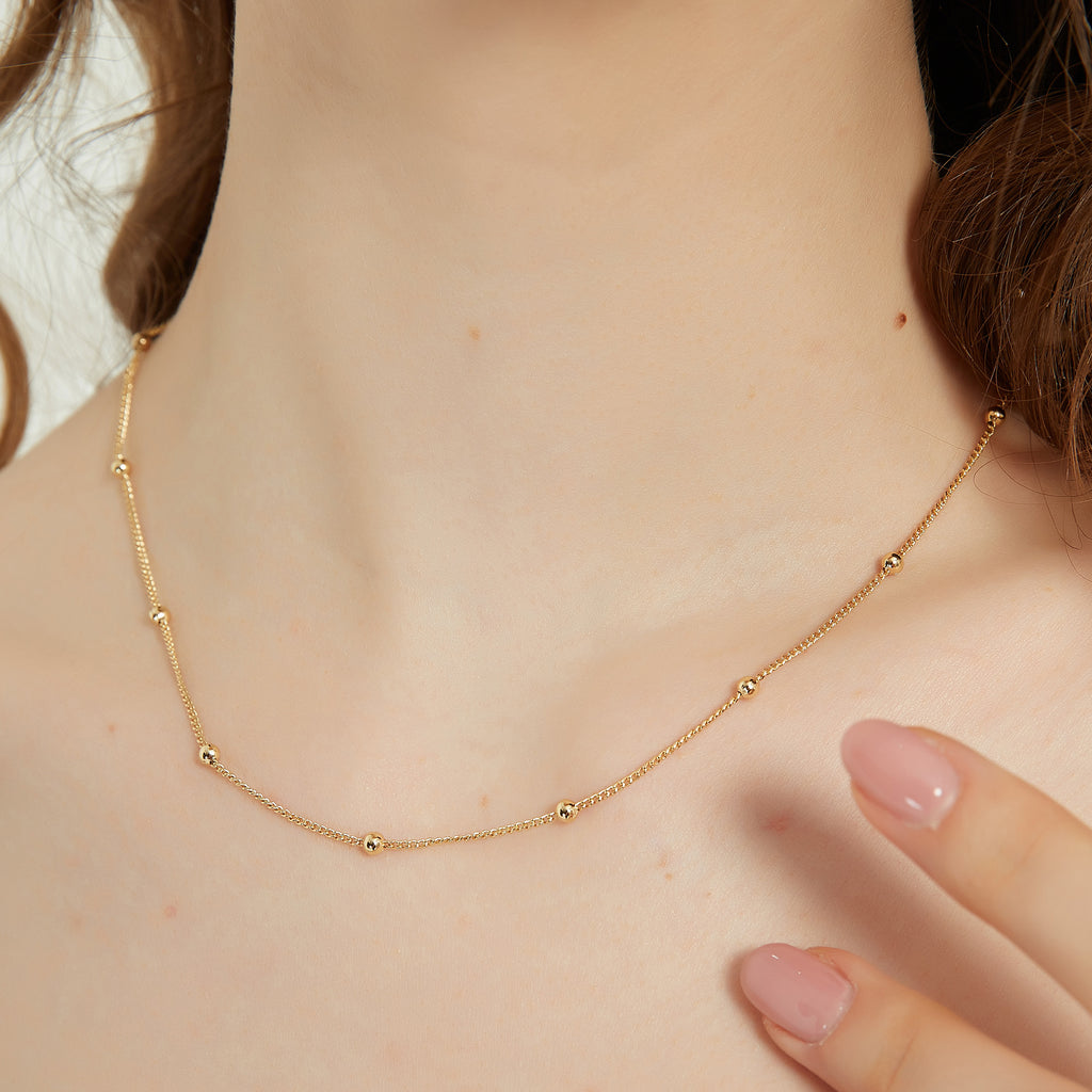 Elise dainty satellite chain link layering necklace