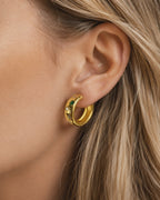 Color gemstone chunky Gold Huggie Hoop Earrings E248