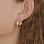 Gold Triple Huggie Open Hoop Earrings E117