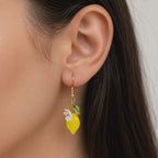 Handmade Lemon Daisy Gold Dangle Fruit Earrings E215