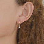 Gold Huggie Hoop Dainty Cubic Zirconia Solitaire Earrings E165