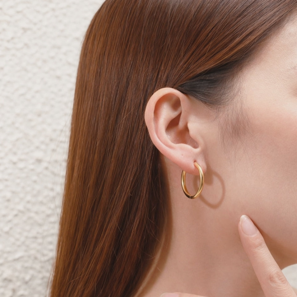 Giana classic minimalist gold huggie hoop earrings