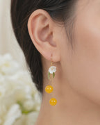 Handmade Orange & Blueberry Fruit Flower Leaf Dangle Earring E227