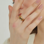 Londyn gold cz star chunky thick dome stackable ring