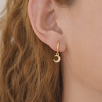 Moon star huggie dangle earrings, celestial earrings E140