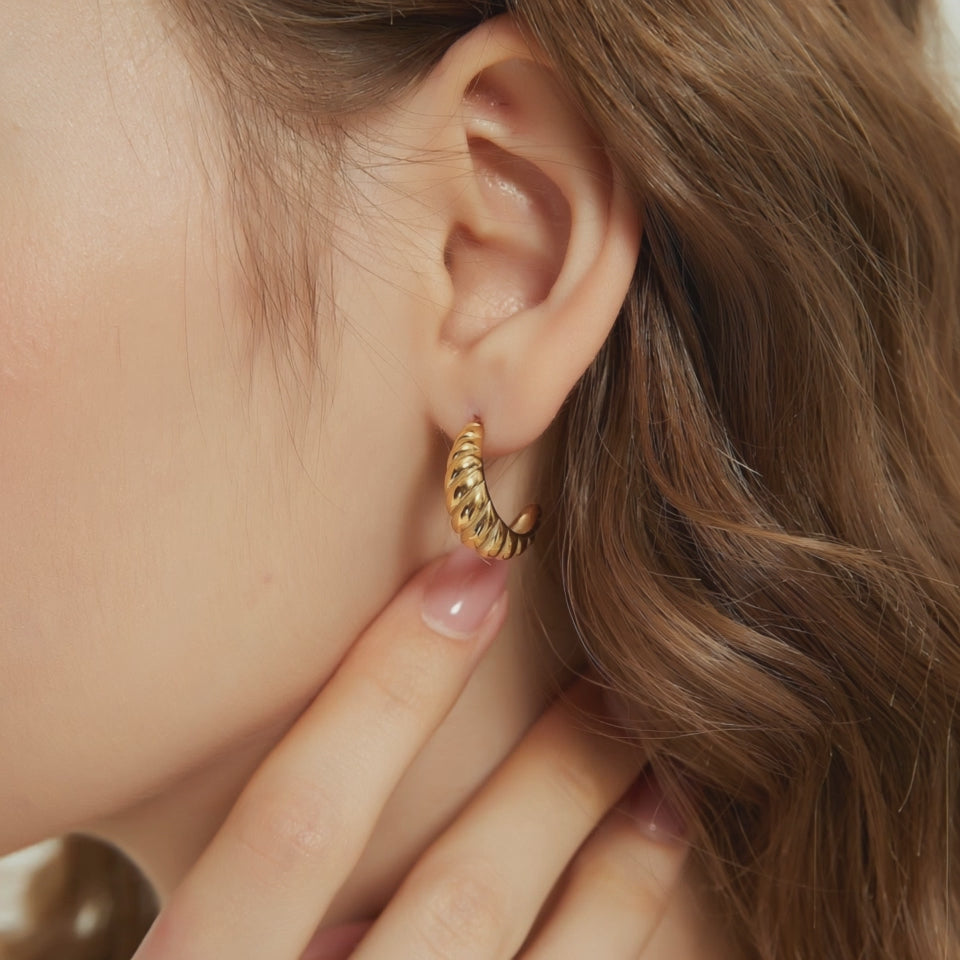Rosey croissant twisted open hoop earrings