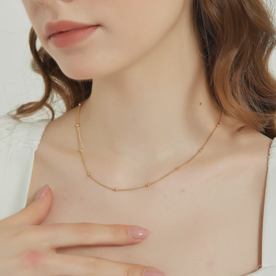 Elise dainty satellite chain link layering necklace