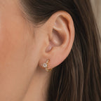 Gold Square Crystal Baguette Pave Huggie Hoop Earrings E280
