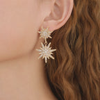 Starburst Paved Dangle Statement Earrings E068