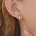 Gold Paved Huggie Hoop Earrings E033