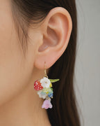Colorful lily of the valley flower & strawberry dangle earrings E203