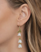 Double white lily of the valley flower dangle earrings E261