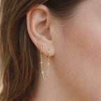 Double Huggie Hoop Chain Dangle Single Earrings E057