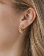 Paved baguette CZ huggie hoop earrings E255