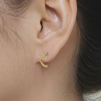 14k gold solitaire crystal open huggie hoop earrings E301