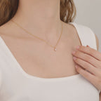 Solitaire single crystal pendant dainty necklace N017