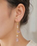 Purple butterfly with crystal dangle earrings E297