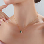 Emerald cubic zirconia heart pendant necklace N028
